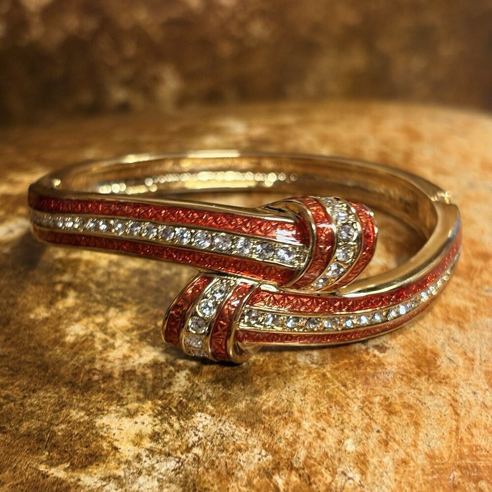 Camrose & Kross (JBK) Bracelet Gold, Red and Clear Crystals Vintage